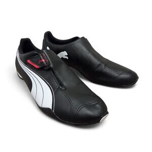 PUMA Redon Move Mens 12 Sneakers Black White Red Leather Strap Shoes Driving